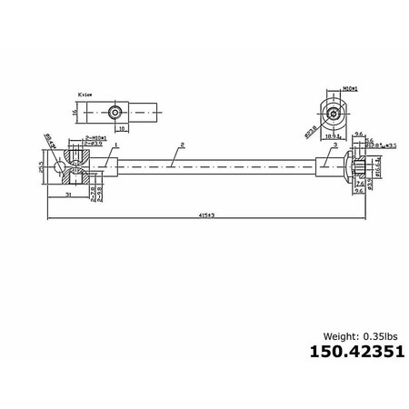 Centric Parts Brake Hose, 150.42351 150.42351
